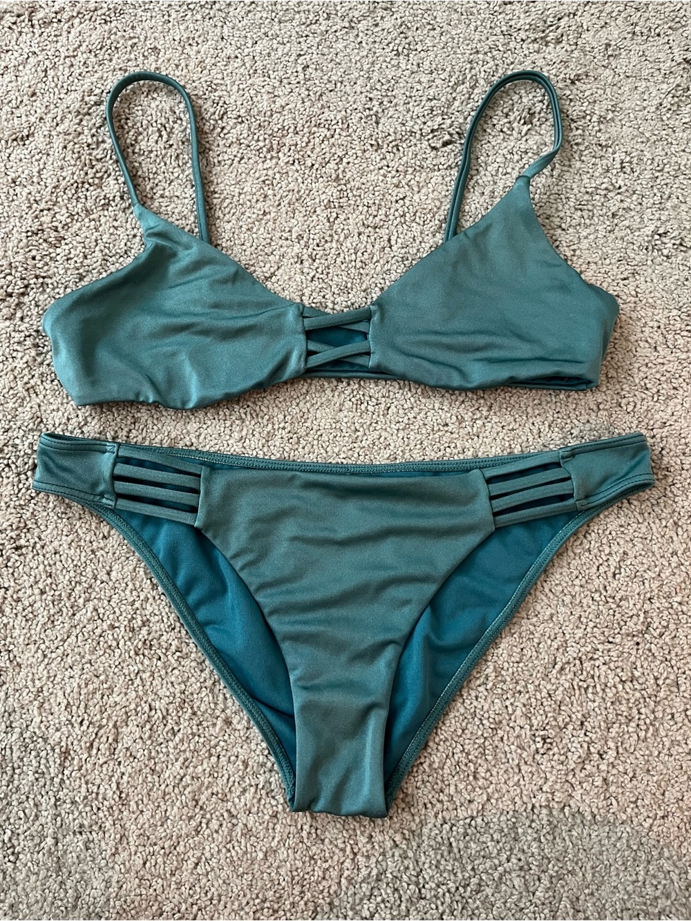 Billabong Teal Metallic Strappy Bikini Set